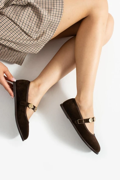 Stato Kemer Detaylı Kadın Babet Kahve - Resim 7