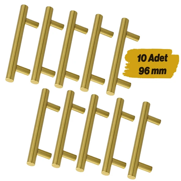 Mobilya Mutfak Çekmece Dolap Dolabı Kulbu Kulpu Kulpları (96 mm - 9.6 cm) Gold Altın (10 Adet) Metal ürün görseli