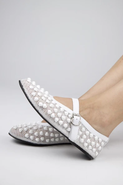 Stato Taş Detaylı Kadın Babet Beyaz ürün görseli