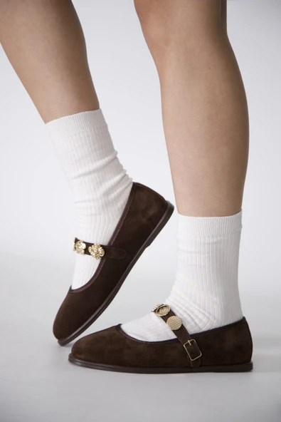 Stato Kemer Detaylı Kadın Babet Kahve - Resim 10