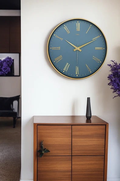 Galaxy Premium Kasa Romen Rakamlı Duvar Saati Mavi