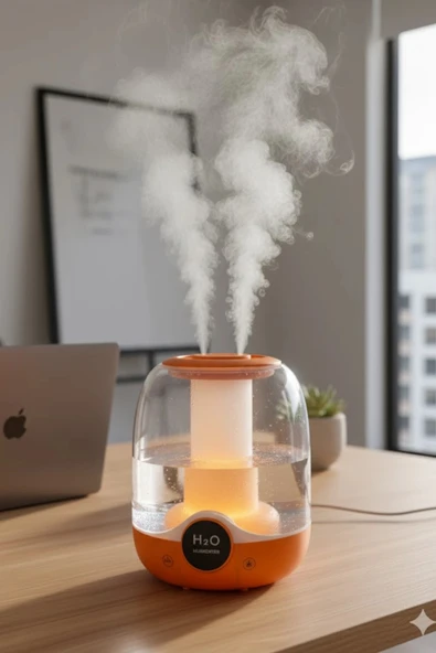 Glr K07 Turuncu Çift Spreyli Ultrasonik Sessiz Hava Nemlendirici ve Gece Lambası | 3L Kapasite - 2