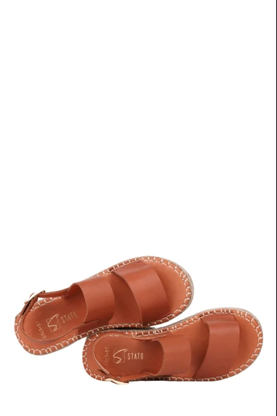 Stato Kalın Taban Kadın Sandalet Taba - Resim 5