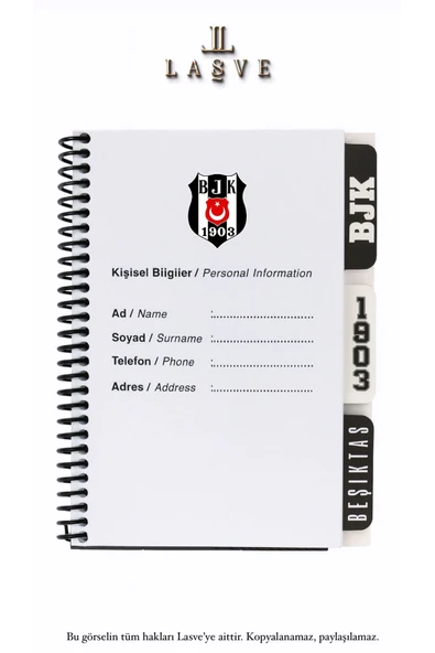 Beşiktaş LİSANSLI YENİ SEZON SPİRALLİ PLANLAYICI BLOKNOT AYRACLI KARTON KAPAK - 2