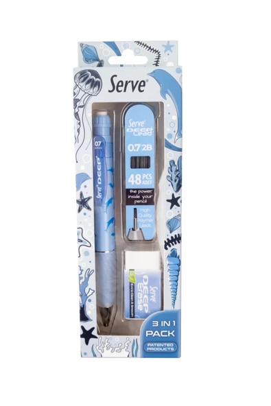 Serve Deep Doğa Serisi Okul Seti 0.7 Mekanik Uçlu Kalem + 48 Adet Yedek Uç + Silgi - Resim 5