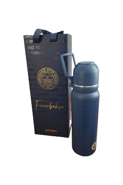 Fenerbahçe Çelik Termos 650 ML Beyaz Renk Bardaklı Lisanslı Orijinal Ürün Kutulu 587190