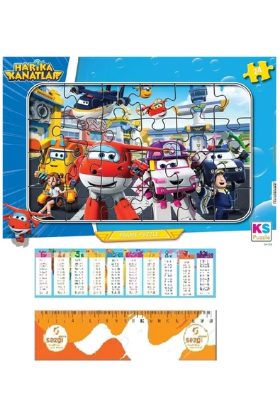 Ks Games Super Wings Frame Puzzle/Yapboz 24 Parça 3+ Yaş ve Sezgi Store Cetvel