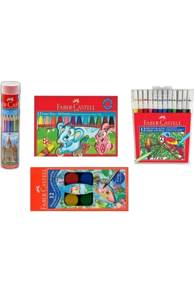 Faber Castell Faber-castell Pastel Boya + Sulu Boya + Keçeli Kalem + Kuruboya 12'li Fbr561245 ürün görseli 1