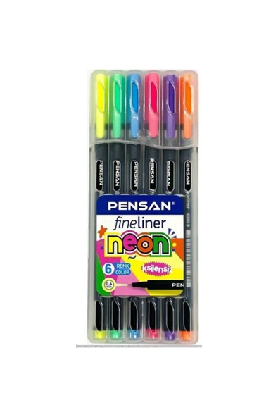 Pensan 6300 Fineliner 0.4 Mm Keçe Uçlu Kalem 6 Neon Renk Set