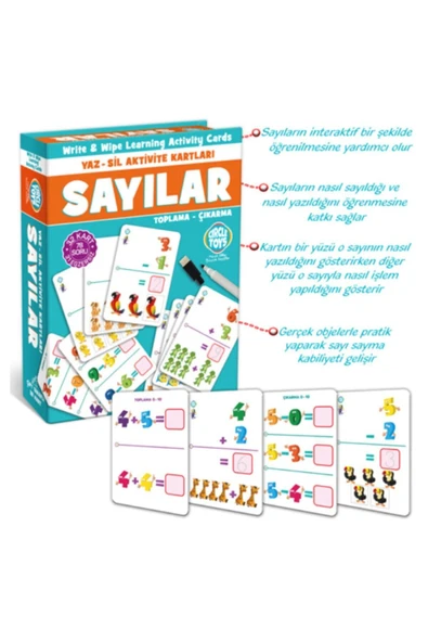Circle Toys Sayılar Yaz Sil Aktivite Kartları Toplama-çıkarma 32 Kart, 78 Soru, 31 Egzersiz Ve Silinebilen Kalem - 2