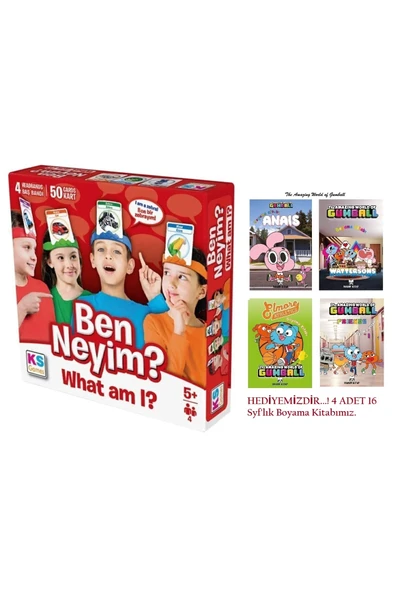 Ks Games Ks Ben Neyim Aile Çocuk Eğlenceli Kutu Oyunu + Gumball Lisanslı Karekter Boyama Kitaplarımız Hediye!