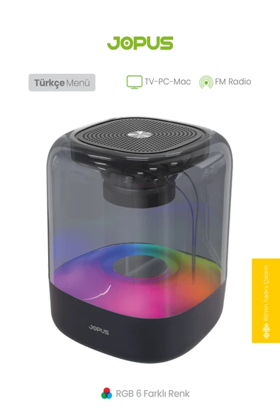 Jopus Radyolu RGB LED'li Stereo Ses Bass Bluetooth Hoparlör Castor - 5
