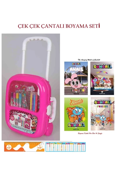 L.O.L. SURPRISE Lisanslı L.o.L Surprıse Çek Çek Çantalı Boyama Seti ve 4 Adet 16 Sayfalık Boyama Kitabımız Hediye.!
