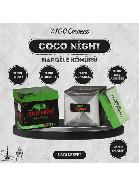 Coco Night 1kg 26MM Orjinal Hindistan Cevizi Küp Nargile Kömürü ürün görseli 1