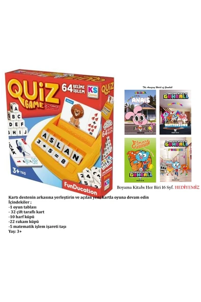 Ks Games Quiz Game ve The Gumball Lisanslı 4 Adet Boyama Kitabı 16 Syf'lık
