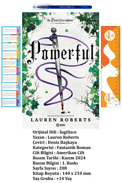 BETA byou Powerful (Karton Kapak) 14+ Yaş Lauren Roberts'ın Fantastik/Romantik Roman+Sezgistore Ayraç+Kalem