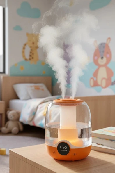 Glr K07 Turuncu Çift Spreyli Ultrasonik Sessiz Hava Nemlendirici ve Gece Lambası | 3L Kapasite - 4