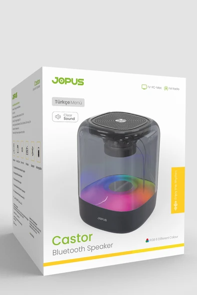 Jopus Radyolu RGB LED'li Stereo Ses Bass Bluetooth Hoparlör Castor - 4
