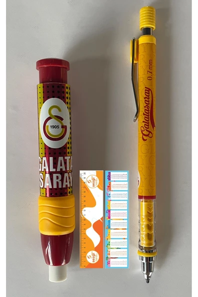 Galatasaray Lisanslı Mekanik Roket Silgi ve Metal Clip Versatil Kalem 0.7 mm İle Sezgistore Kitap Ayraçlı Cetvel ürün görseli 1