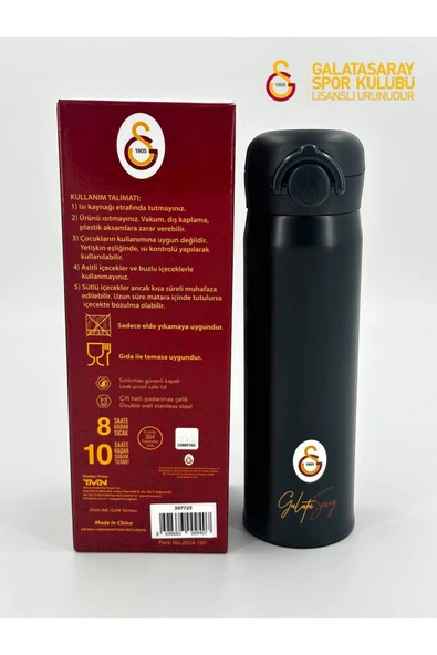 Galatasaray LİSANSLI ORİJİNAL YENİ SEZON GALATASARAY ÇELİK TERMOS MUG 500 ML - 4