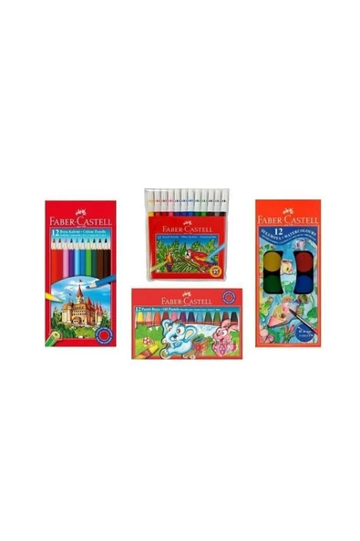 Faber Castell 4'lü Boya Seti (12'Lİ KURU-SULU-PASTEL-KEÇELİ BOYA) ürün görseli 1