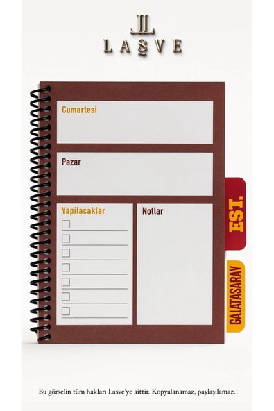 Galatasaray LİSANSLI YENİ SEZON SPİRALLİ PLANLAYICI BLOKNOT AYRACLI KARTON KAPAK - 5