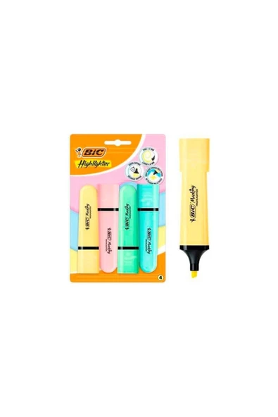 Bic Marking Flat Highlighter 4lü Blister Pastel ürün görseli 1
