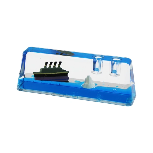 KALEMLİKLİ MAVİ SU - ADALI D.GEN MİKA YÜZEN BATMAYAN GEMİ DEKORATİF BİBLO AKVARYUM 5X14X2.5-3.5CM (5284)