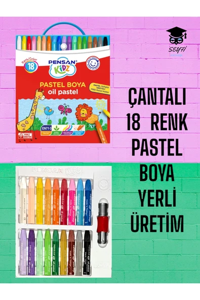 Pensan ÇANTALI 18  RENK PASTEL BOYA YERLİ ÜRETİM ürün görseli 1
