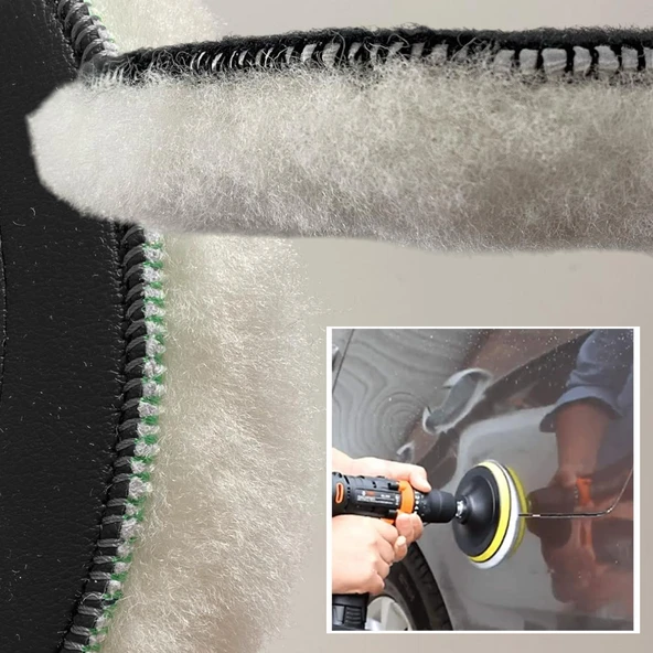 Koyun Postu Pedi Ø 125 mm Pasta Cila Polisaj Süngeri Cırt Tabanlı Kuzu Postu Yünü Keçesi Parlatma ( 1 Adet ) - Resim 5