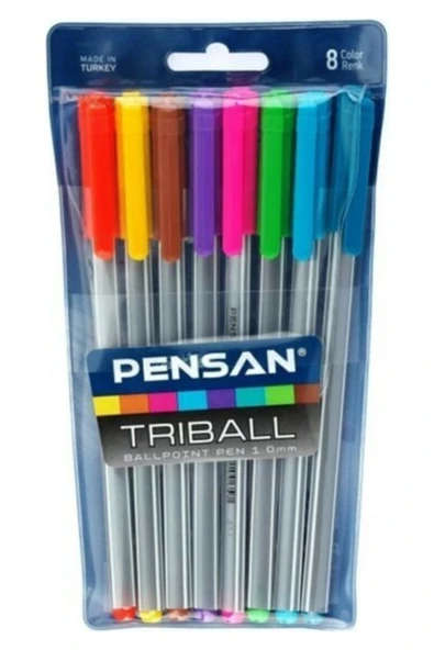 Pensan Triball Renkli 8 Li Vakumlu Tükenmez Kalem Seti ürün görseli 1