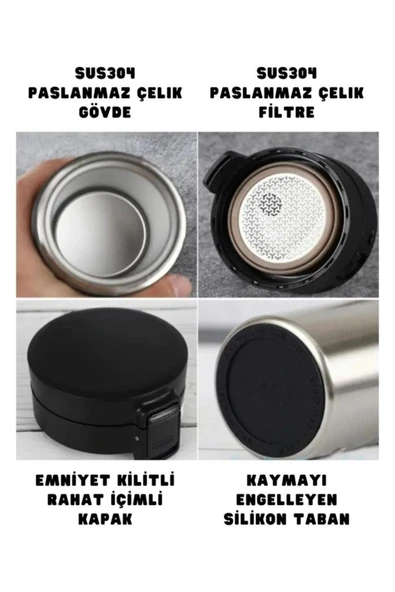 Galatasaray Lisanslı Çift Katlı Paslanmaz Çelik Termos Mug 8 Saat Sıcak Soğuk Hediye Kutulu 400ml - 4