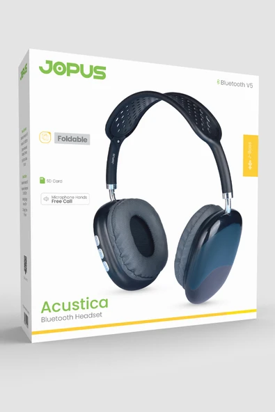 Jopus Mikrofonlu Ses Seviyesi,Arama,Şarkı Değiştirme Kontrol  Düğmeli Bluetooth Kablosuz Kulaklık Acustica - Resim 2