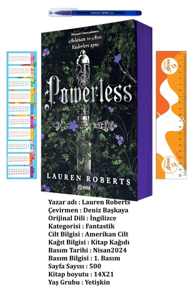 BETA byou Powerless (Karton Kapak) Yetişkin Lauren Roberts'ın Fantastik/Romantik Romanı+Sezgistore Ayraç+Kalem