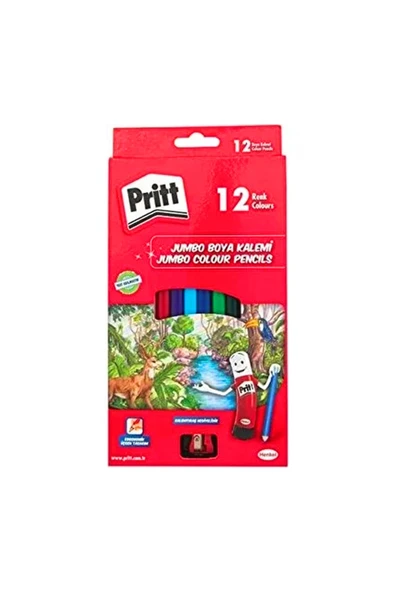 Pritt KURU BOYA 12 RENK UZUN ÜÇGEN JUMBO