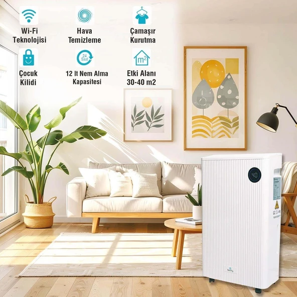 FLY12 Akıllı ( Wi-Fi ) Ev Tipi Nem Alma ve Hava Temizleme Cihazı - 3