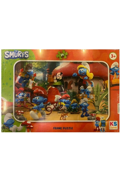 Ks Games The Sumurfs/Şirinler Frame Puzzle/Yapboz 24 Parça 3+ Yaş ve Sezgi Store Cetvel - 2