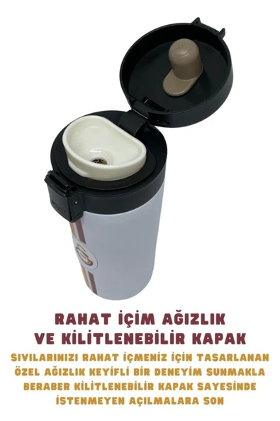Galatasaray Lisanslı Çift Katlı Paslanmaz Çelik Termos Mug 8 Saat Sıcak Soğuk Hediye Kutulu 400ml - 2