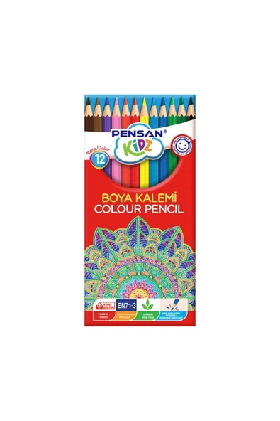 Pensan Kidz Kuru Boya Kalemi 12 Renk Tam Boy