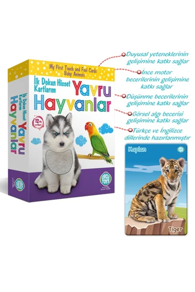 XİRA Dokun Hisset Kartlarım Yavru Hayvanlar A+ Kalite Bebek Gelişim Yapboz X-09