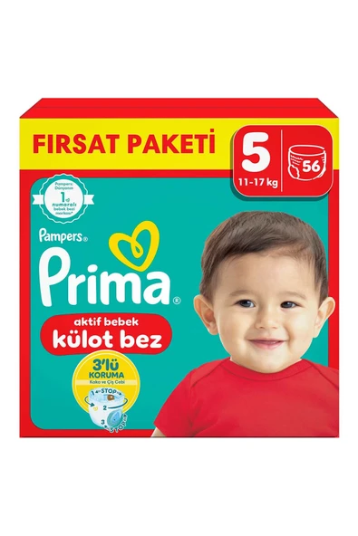 Prima Külot Bez, 5 Numara Bebek Bezi, 56 Adet, Fırsat Paketi
