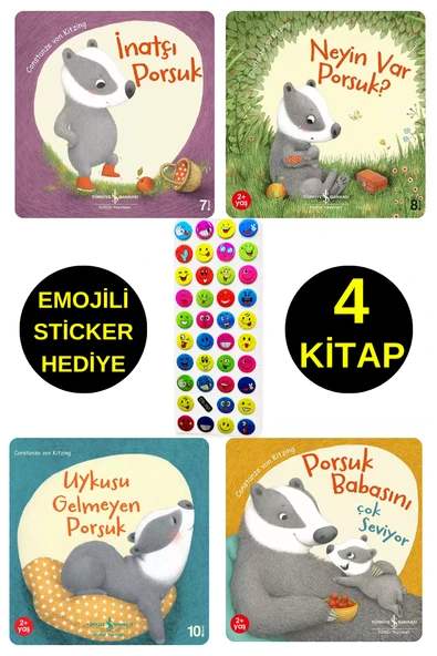EMOJİLİ  STİCKER HEDİYE - OKUL ÖNCESİ RESİMLİ KİTAPLAR  -  PORSUK SERİSİ ürün görseli
