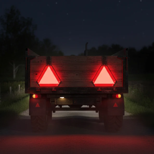 Üçgen Reflektörlü Kırmızı Uyarı Levhası Traktörler Römorklar İçin 35x40 TSE Onaylı Uyarı Levhası - Resim 3