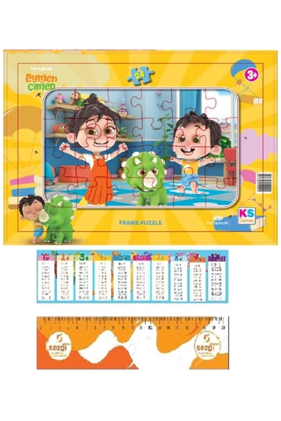 Ks Games Eymen ile Çimen Frame Puzzle/Yapboz 24 Parça 3+ Yaş ve Sezgi Store Cetvel