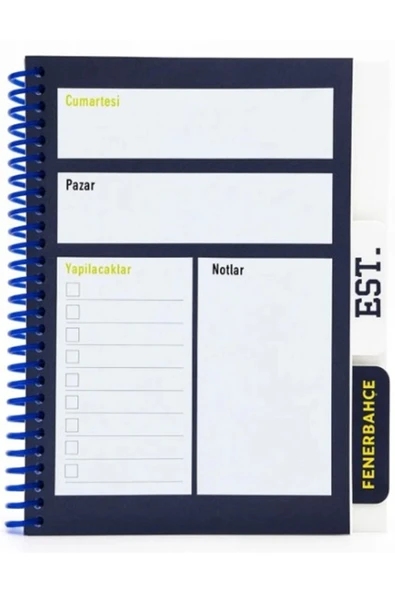 Fenerbahçe Lisanslı Spiralli Planlayıcı Bloknot Ayraçlı Karton Kapak ve 6'Lı Kırtasiye Seti+Sezgist - Resim 5