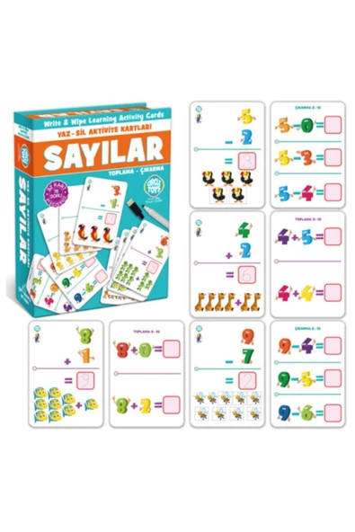 Circle Toys Sayılar Yaz Sil Aktivite Kartları Toplama-çıkarma 32 Kart, 78 Soru, 31 Egzersiz Ve Silinebilen Kalem - 3