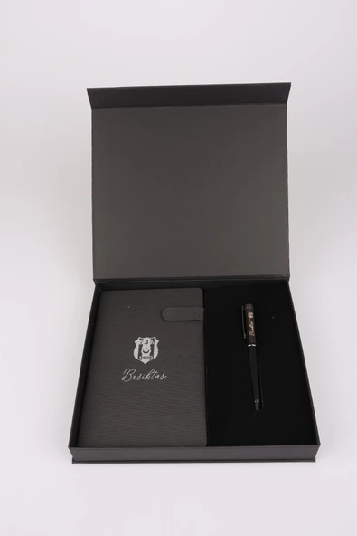 Beşiktaş Dekomus Lisanslı Özel Kutulu "premıum" Busıness Tükenmez Kalem Ve Deri Ajanda