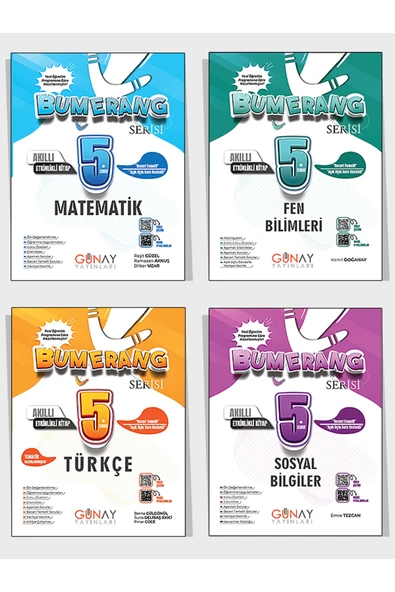 Günay Yayınları 5. Sınıf Günay Yayınları Bumerang Serisi Konu Anlatımlı ve Etkinlikli Soru Bankası 4'lü Set Yeni ürün görseli 1
