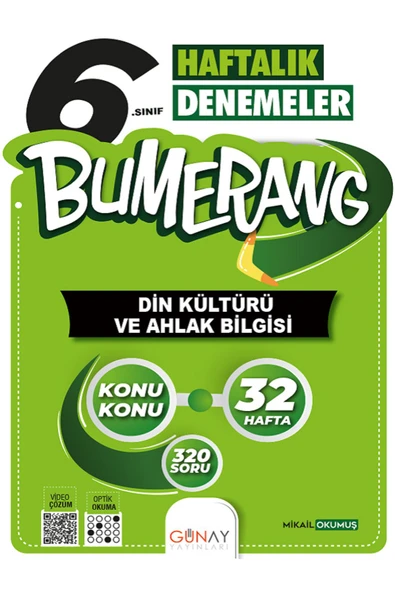 Günay Yayınları 6.Sınıf Günay Bumerang 32 Haftalık Din Kültürü Deneme ( Konu Konu 320 Soru ) Video Çözüm ürün görseli 1