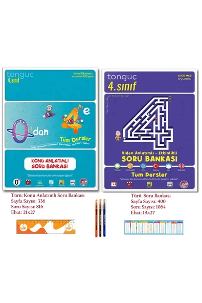 Tonguç Yayınları 0'dan 4'e Konu Anlatımlı Soru Bankası ve 4. Sınıf Tüm Dersler Video Anlatımlı Etkinlikli Soru Banka ürün görseli 1